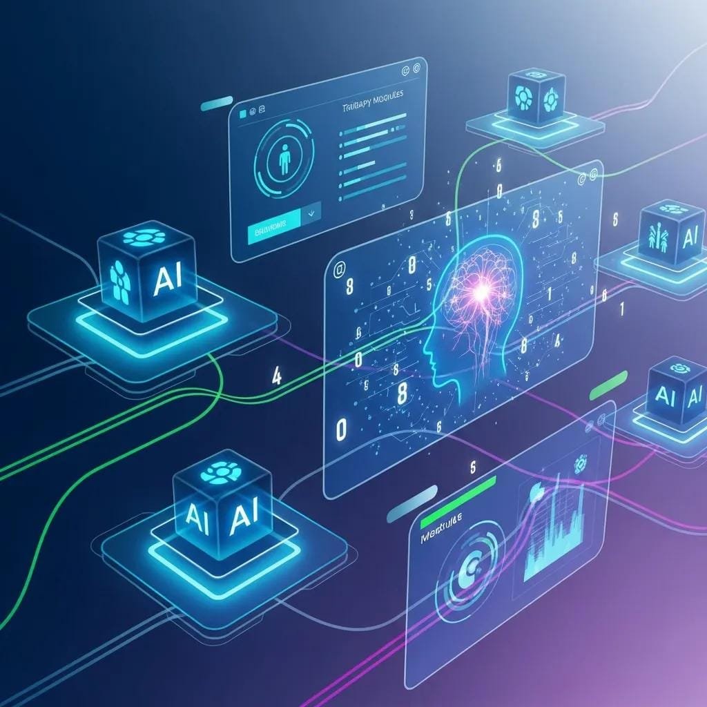Abstract representation of technology trends in CRM software for therapy practices