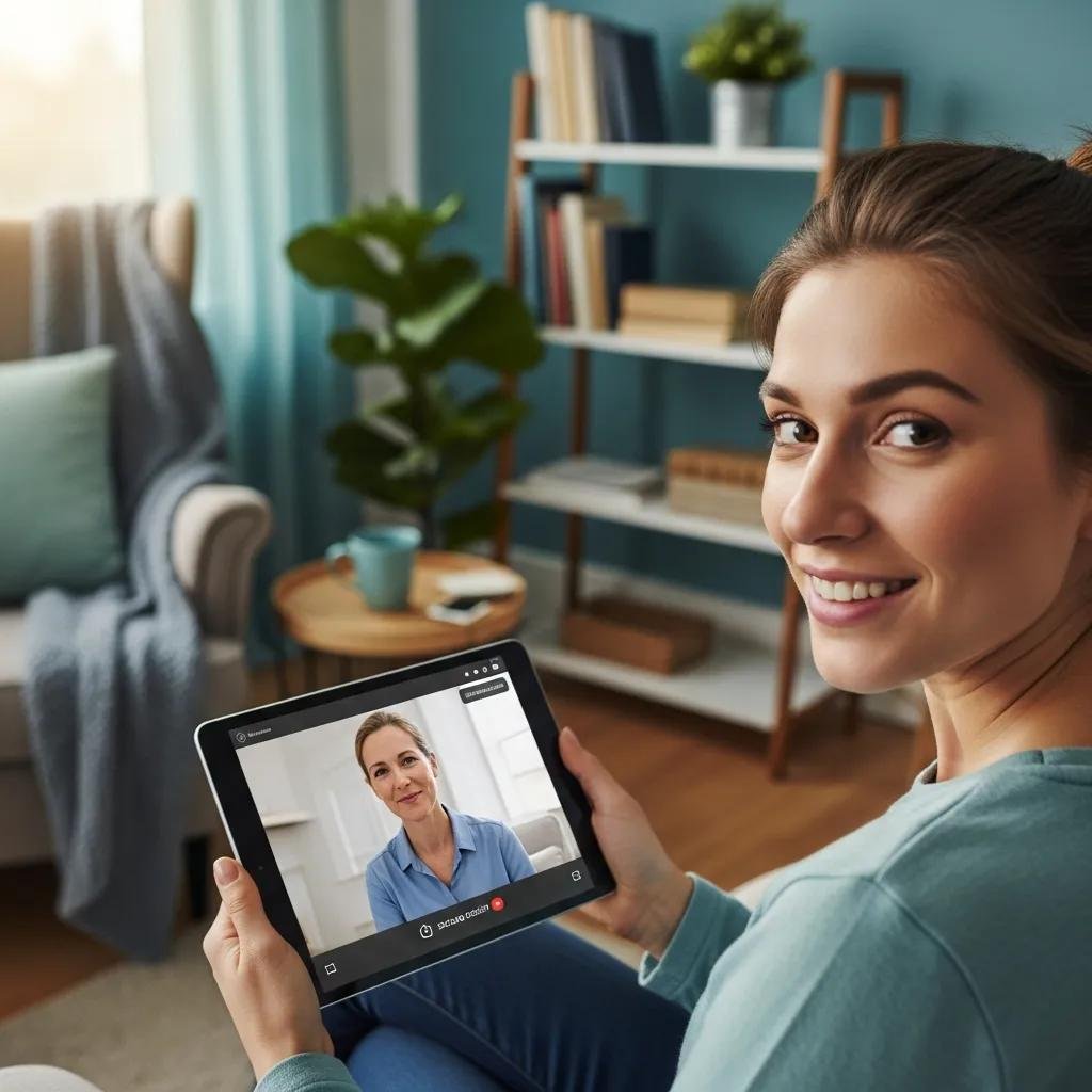 Patient using a tablet to access health information, highlighting enhanced engagement through EHR
