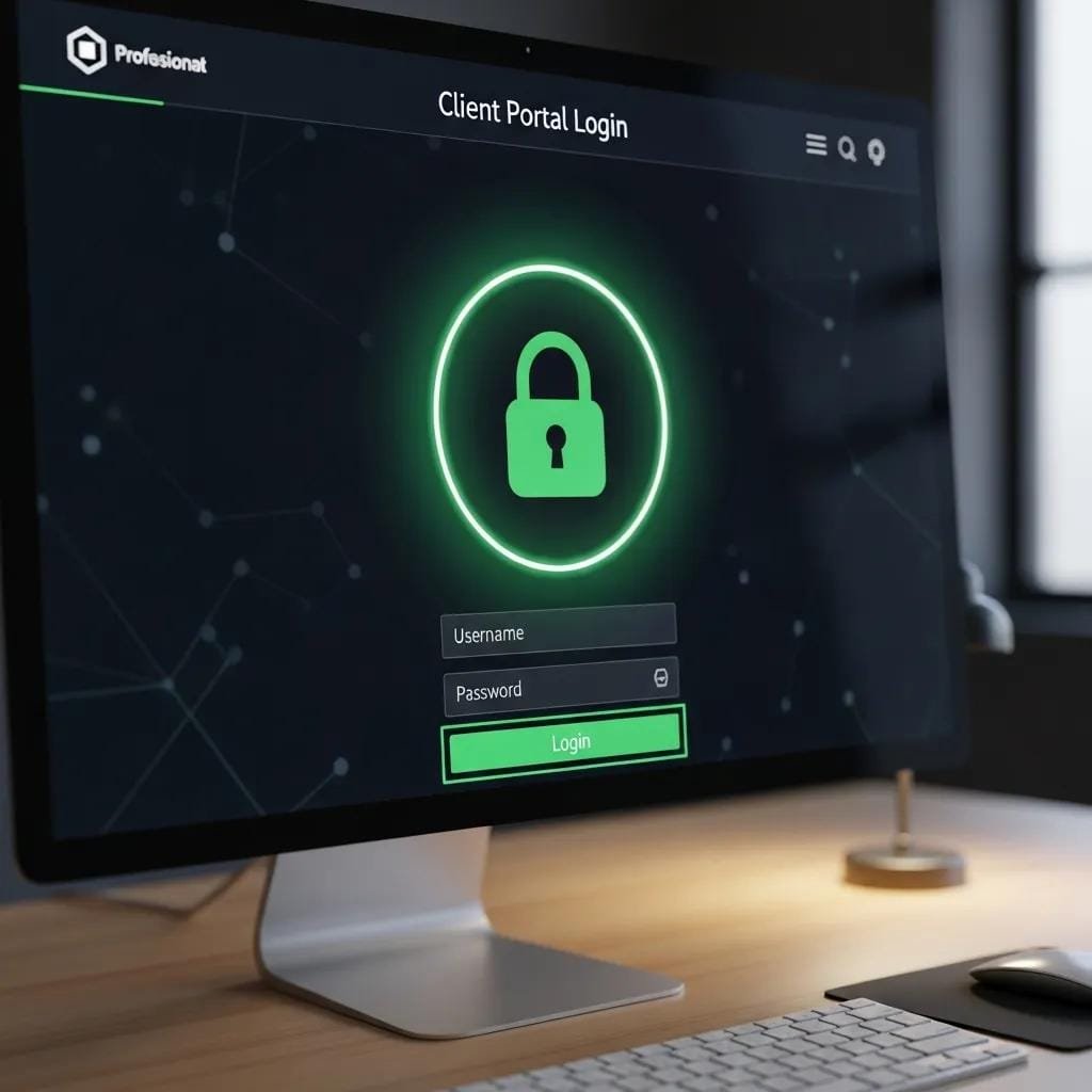 Secure login interface for client portal, illustrating HIPAA compliance in EHR integration