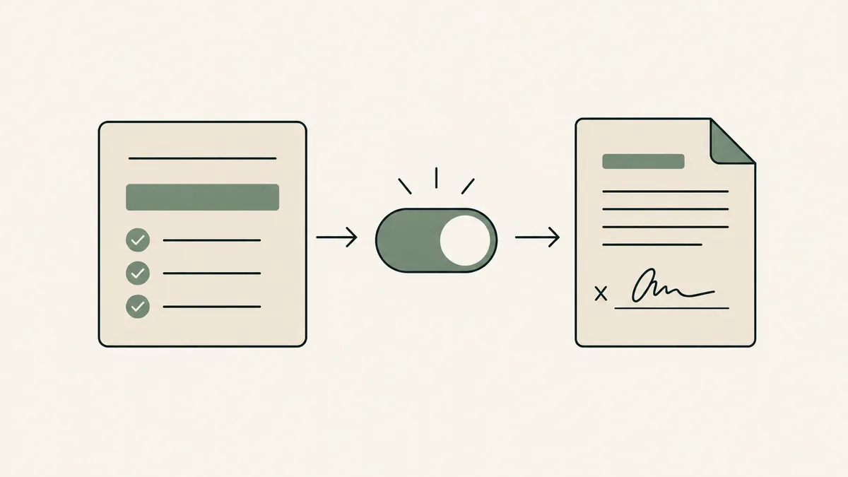 A plan card, enabled toggle and signed agreement illustrate three parts of setting up a form account for protected data.